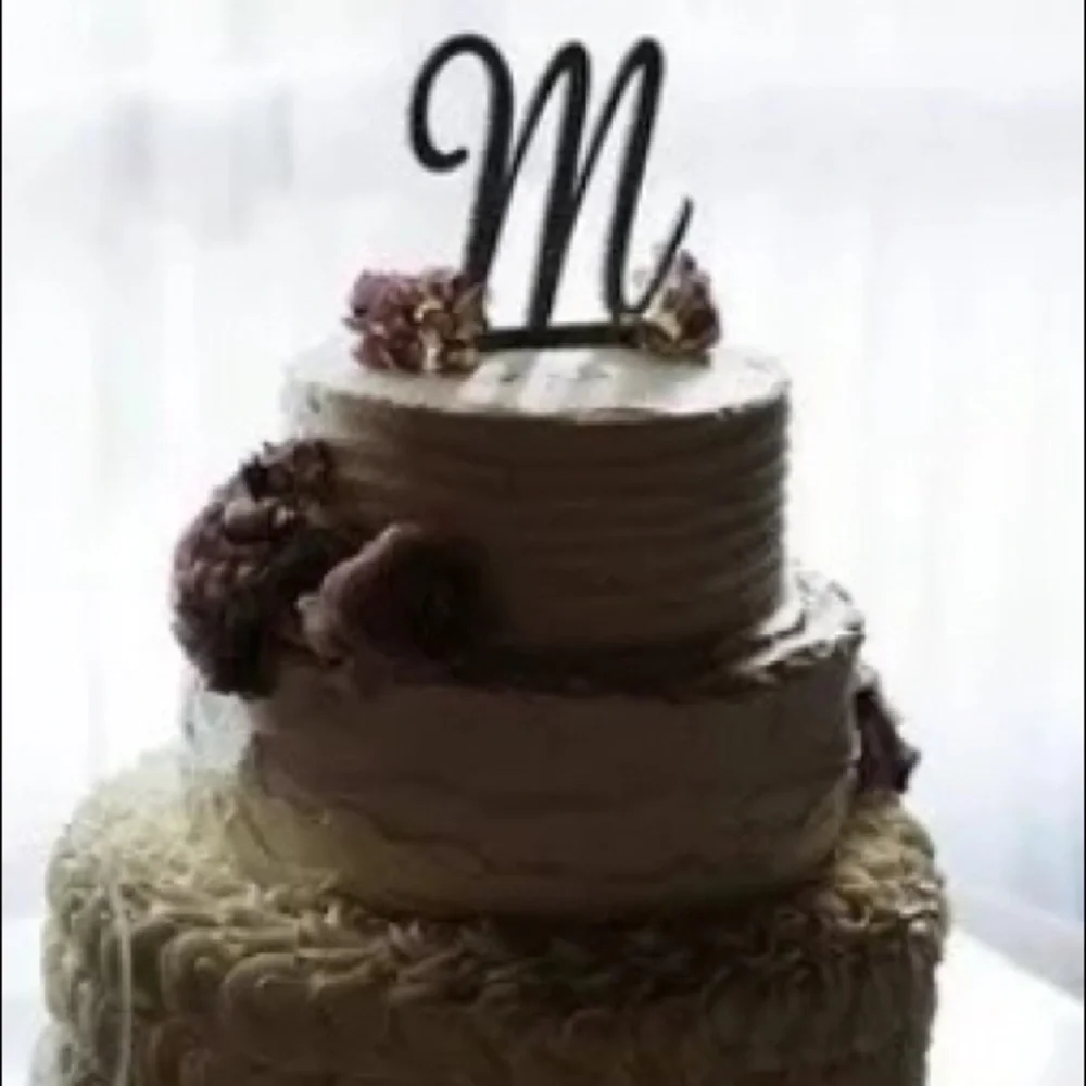 Wedding Cake Topper Silver Glitter Monogram Initial “M” Craft Art